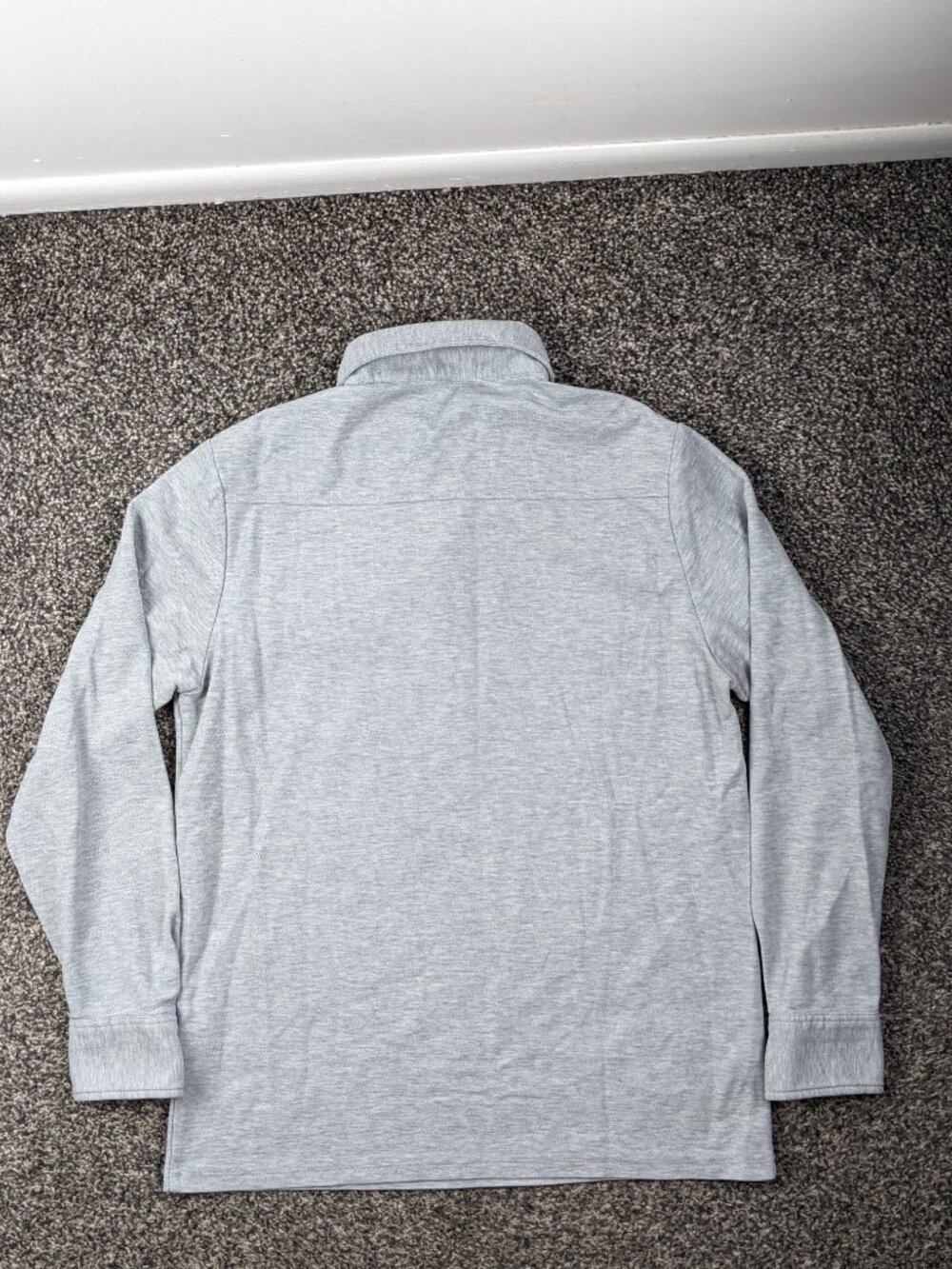 Criquet Polo Shirt Pique Pima Cotton Long Sleeve Pocket Gray Mens Small - Picture 5 of 9